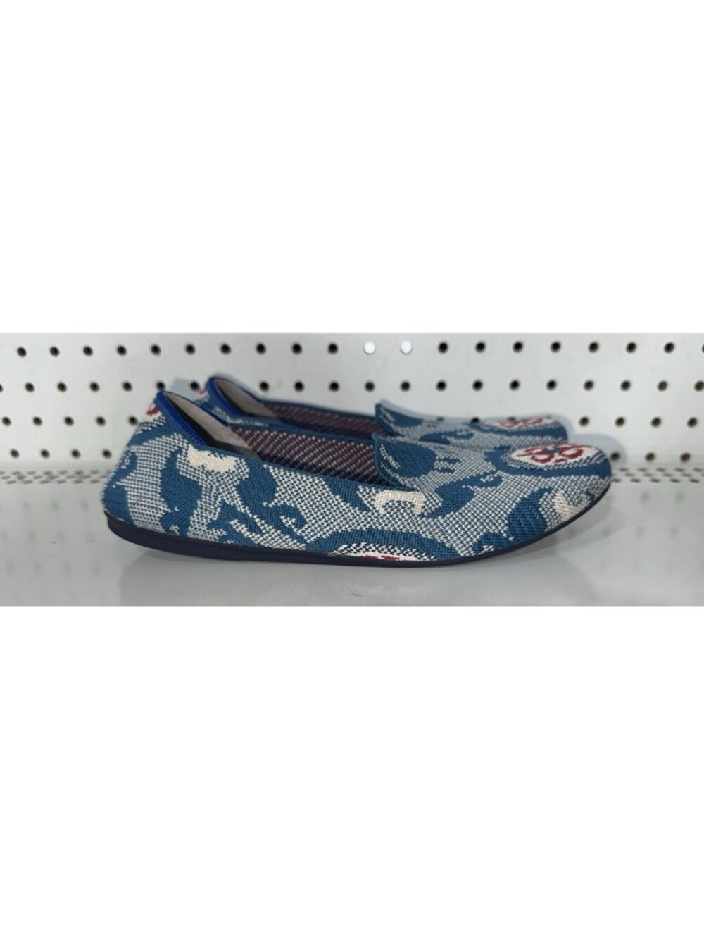 Rothy's The Loafer Womens Slip On Ballet Flats Shoes Size 8 Moroccan Print Blue